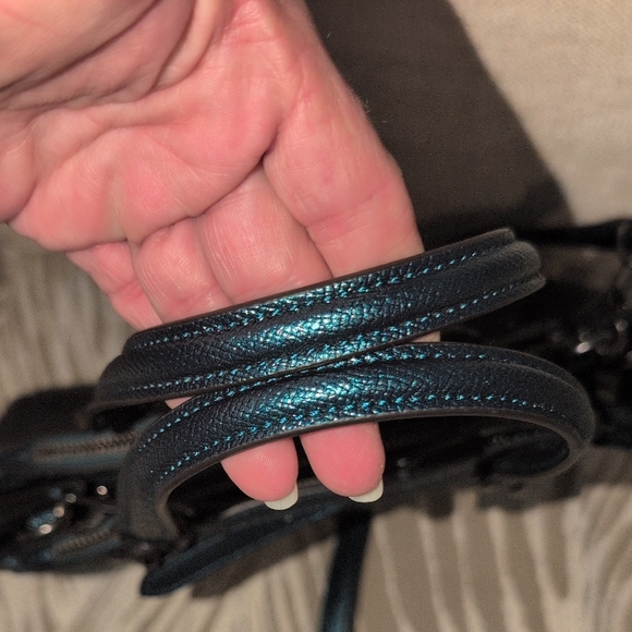 Coach Mini Christie Carryall In Teal Metallic Cross Grain Leather F23337 - Picture 13 of 17